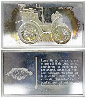 Francia 2 Oz Silver Bar - Medaillier Franklin -  Renault 1899 (1899) - Silver - 1982 - XF to AU