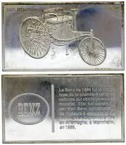 Francia 2 Oz Silver Bar - Medaillier Franklin - Benz  (1885) - Silver - 1982 - XF to AU