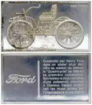 Francia 2 Oz Silver Bar - Medaillier Franklin - Ford (1896) - Silver - 1982 - XF to AU