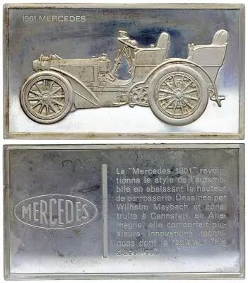 Francia 2 Oz Silver Bar - Medaillier Franklin - Mercedes 1901 (1901) - Silver - 1982 - XF to AU
