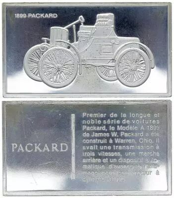 Francia 2 Oz Silver Bar - Medaillier Franklin - Packard (1899) - Silver - 1982 - XF to AU