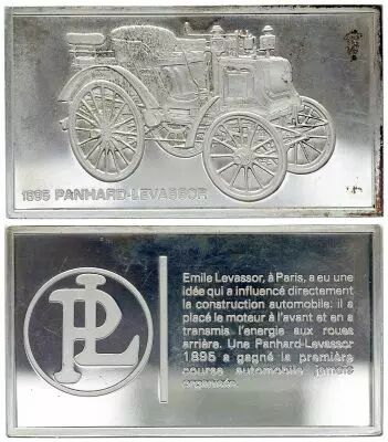 Francia 2 Oz Silver Bar - Medaillier Franklin - Panhard-Levassor (1895) - Silver - 1982 - XF to AU