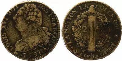 Francia 2 sols - Louis XVI - King of Fran�ois - 1791 A