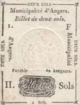 Francia 2 Sols - Maine et loire - Angers municipality - 1792