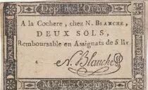 Francia 2 sols - Orne - La Coch&egrave;re - N. Blanche - Not founded in Kolsky -1792
