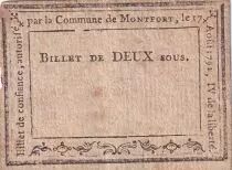 Francia 2 Sous - Confidence banknote - Montfort - 17-08-1792