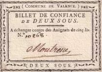Francia 2 Sous - Dr&ocirc;me - Commune de Valence - 1792