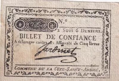 Francia 2 Sous 6 Deniers - Is�re - Commune de La C�te-Saint-Andr� - 1792