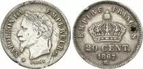 Francia 20 centimes, Napoleon III - 1867 BB Strasbourg - Silver