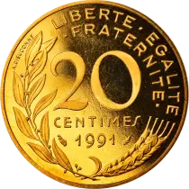 Francia 20 centimes Marianne - 1991 - Proof