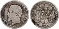 Francia 20 Centimes Napoleon III - 1860 BB Strasbourg Silver