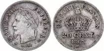 Francia 20 Centimes Napoleon III - 1867 BB Strasbourg - Silver
