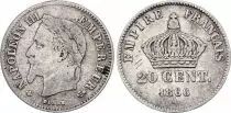 Francia 20 Centimes Napoleon III Head Laurel - 1866 A Silver