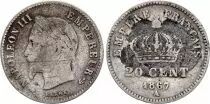 Francia 20 Centimes Napoleon III Head Laurel - 1867 A Paris Silver