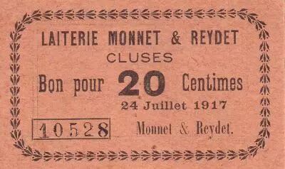 Francia 20 Cents - Laiterie Monnet & Reydet - Cluses - 1917 - P.74-23