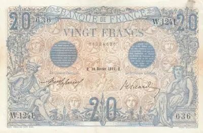Francia 20 Francs - Blue - 20-02-1912 - Serial W.1241