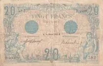 Francia 20 Francs - Blue - 25-01-1913 - Serial D.4008 - P.68