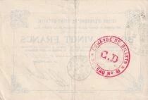 Francia 20 Francs - Caisse d\'&eacute;pargne - Saint-Quentin - 24-10-1914 - ANNUL&Eacute;