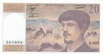 Francia 20 Francs - Debussy  - 1989 - Serial X.025