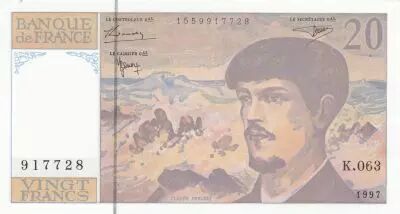 Francia 20 Francs - Debussy  - 1997 - Serial K.063