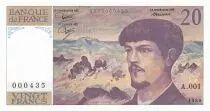 Francia 20 Francs - Debussy - 1980 - Serial A.001 - Low number 000435
