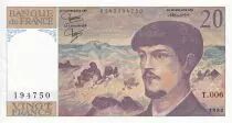 Francia 20 Francs - Debussy - 1980 - Serial T.006 - P.151