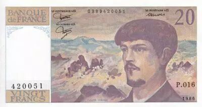 Francia 20 Francs - Debussy - 1986 - Serial P.016 - P.151