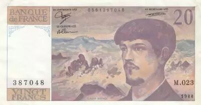 Francia 20 Francs - Debussy - 1988 - Serial M.023