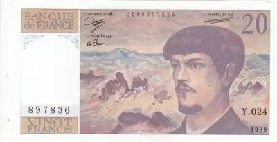Francia 20 Francs - Debussy - 1989 - Serial E.024 - P.151