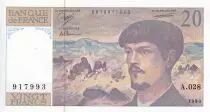 Francia 20 Francs - Debussy - 1990 - Serial A.028 - P.151