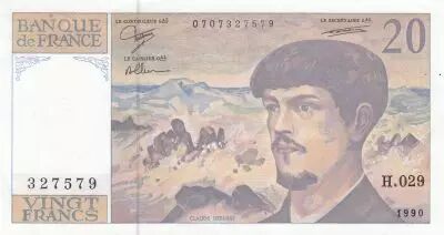 Francia 20 Francs - Debussy - 1990 - Serial H.029