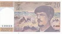 Francia 20 Francs - Debussy - 1990 - Serial P.028 - P.151