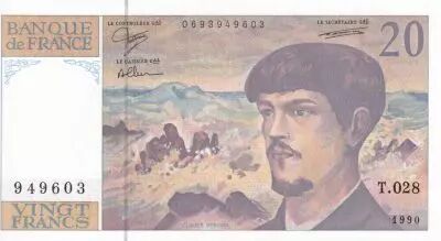 Francia 20 Francs - Debussy - 1990 - Serial T.028 - P.151