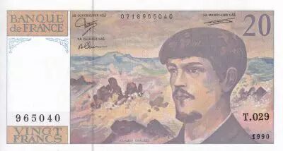 Francia 20 Francs - Debussy - 1990 - Serial T.029 - P.151