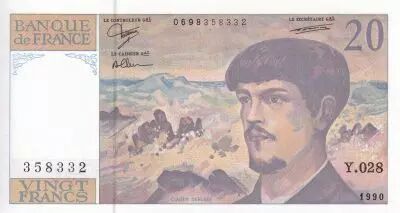 Francia 20 Francs - Debussy - 1990 - Serial Y.028 - P.151