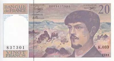 Francia 20 Francs - Debussy - 1991 - Serial K.033 - P.151