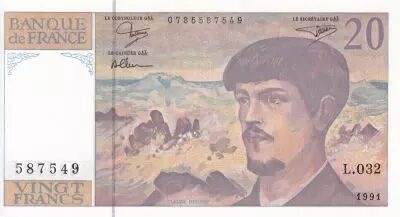 Francia 20 Francs - Debussy - 1991 - Serial L.032 - P.151