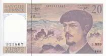 Francia 20 Francs - Debussy - 1991 - Serial L.033 - P.151