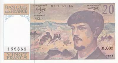 Francia 20 Francs - Debussy - 1991 - Serial M.032 - P.151