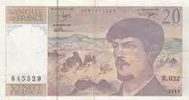 Francia 20 Francs - Debussy - 1991 - Serial R.032 - Faute