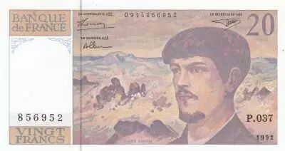 Francia 20 Francs - Debussy - 1992 - Serial P.037