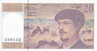 Francia 20 Francs - Debussy - 1992 - Serial S.035 - P.151