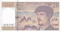 Francia 20 Francs - Debussy - 1992 - Serial U.035 - P.151