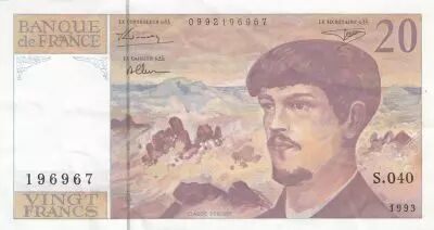 Francia 20 Francs - Debussy - 1993 - Serial S.040
