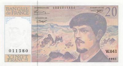 Francia 20 Francs - Debussy - 1993 - Serial W.041