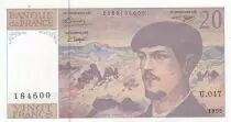 Francia 20 Francs - Debussy - 1995 - Serial U.047