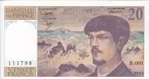 Francia 20 Francs - Debussy - 1997 - Serial B.001 - P.151