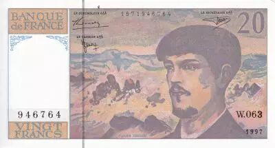Francia 20 Francs - Debussy - 1997 - Serial W.063 - P.151