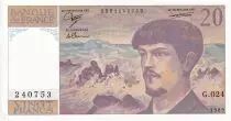 Francia 20 Francs - Debussy - Serial G.024 - 1989 - UNC - P.151