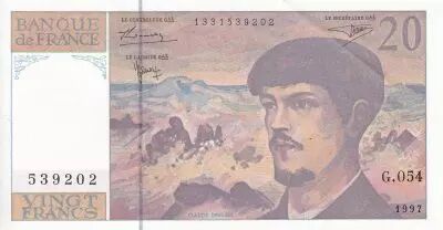 Francia 20 Francs - Debussy - Serial G.054 - 1997 - UNC - P.151